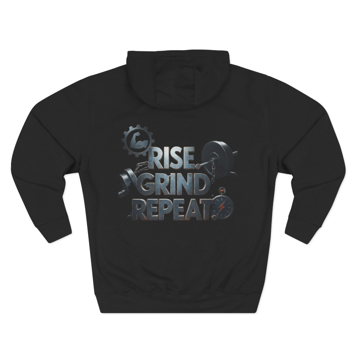Rise Grind Repeat Hoodie — Fitness Motivational Fleece Pullover